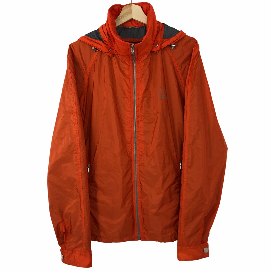 Paul and Shark Orange Nylon Full Zip Hooded Jacket - Large (L) PTP 23.75