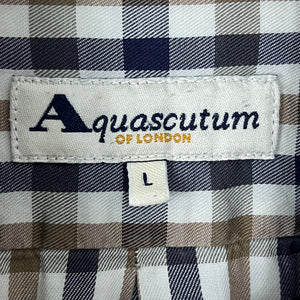 Aquascutum House Check Long Sleeved Shirt - Large (L) PTP 24.5"