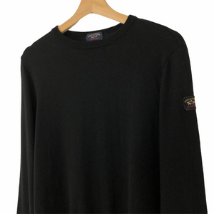 Paul and Shark Black 100% Wool Crew Neck Sweater - Large (L) PTP 20"