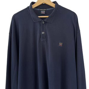 Paul and Shark Navy Long Sleeved Polo - Five Extra Large (5XL) PTP 31"