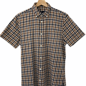 Aquascutum House Check Short Sleeved Shirt - Medium (M) PTP 20.75"