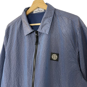 Stone Island Blue Weft Nylon Seersucker TC Overshirt - Extra Large (XL) PTP 24"