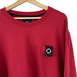 Ma.Strum Red Crew Neck Logo Sweater - Triple Extra Large (XXXL) PTP 28"