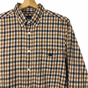 Aquascutum House Check Long Sleeved Shirt - Large (L) PTP 22"