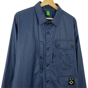 Ma.Strum Navy Blue Button Up Multi Pocket Overshirt - Extra Large (XL) PTP 24.5"