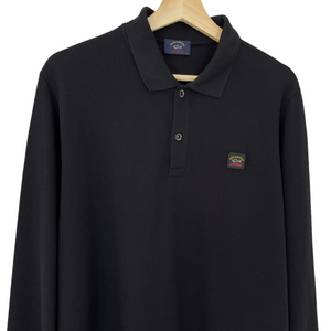 Paul and Shark Black Long Sleeved Polo - Large (L) PTP 21"