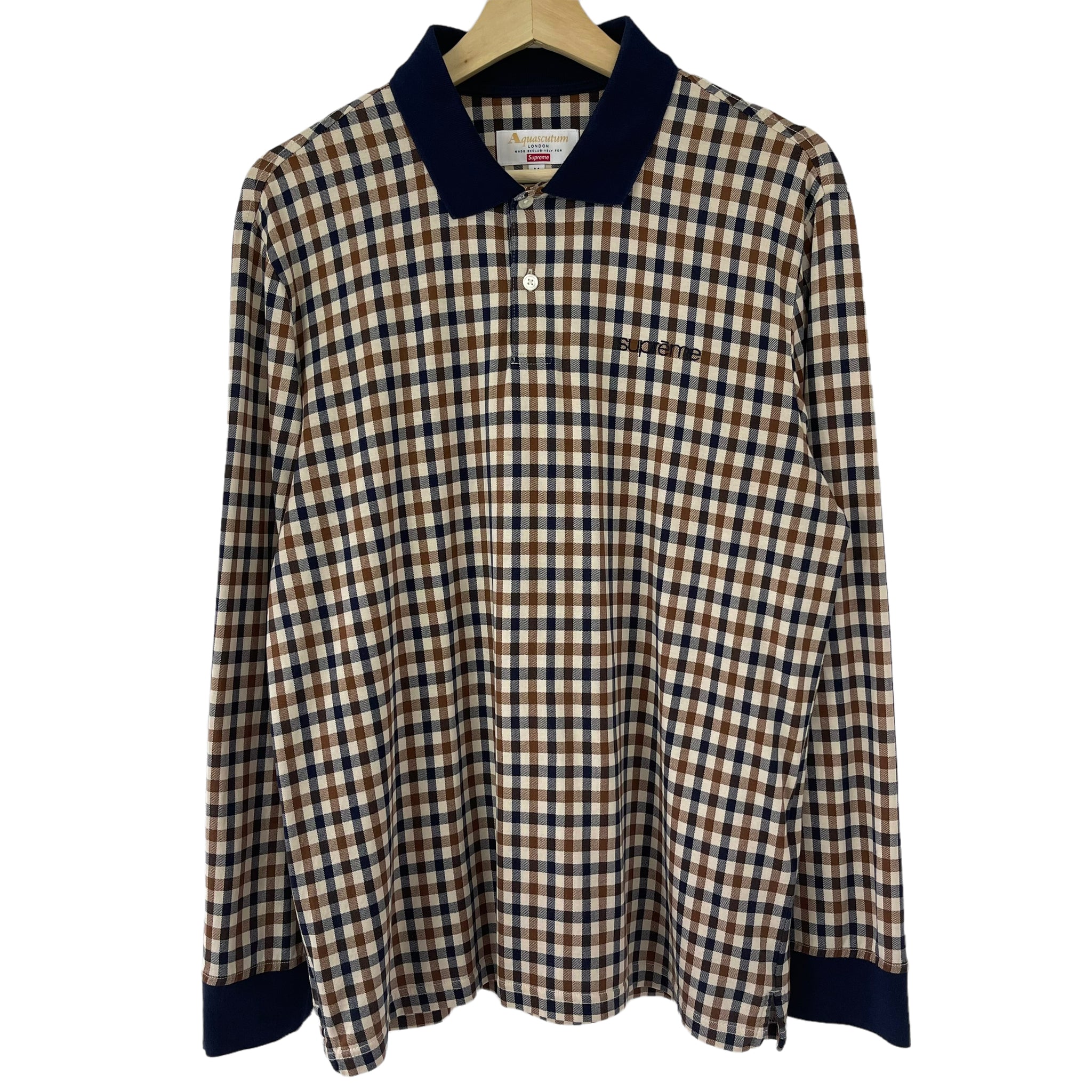 Aquascutum x Supreme House Check Long Sleeved Polo Medium M