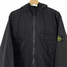 Load image into Gallery viewer, Stone Island Black Full Zip Up Hooded Overshirt - Extra Large (XL) PTP 23.75&quot;
