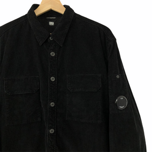 C.P Company Black Corduroy Button Up Overshirt - Extra Large (XL) PTP 25"