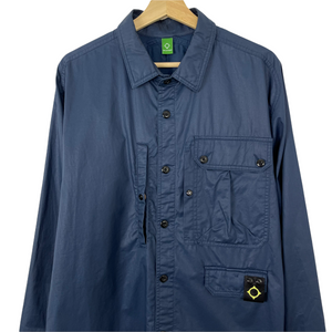 Ma.Strum Navy Blue Button Up Multi Pocket Overshirt - Extra Large (XL) PTP 24.5"