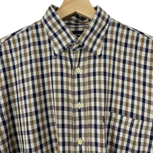 Aquascutum House Check Short Sleeved Shirt - Large (L) PTP 24.25"