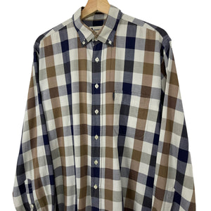 Aquascutum Block Check Long Sleeved Shirt - Large (L) PTP 24.5"