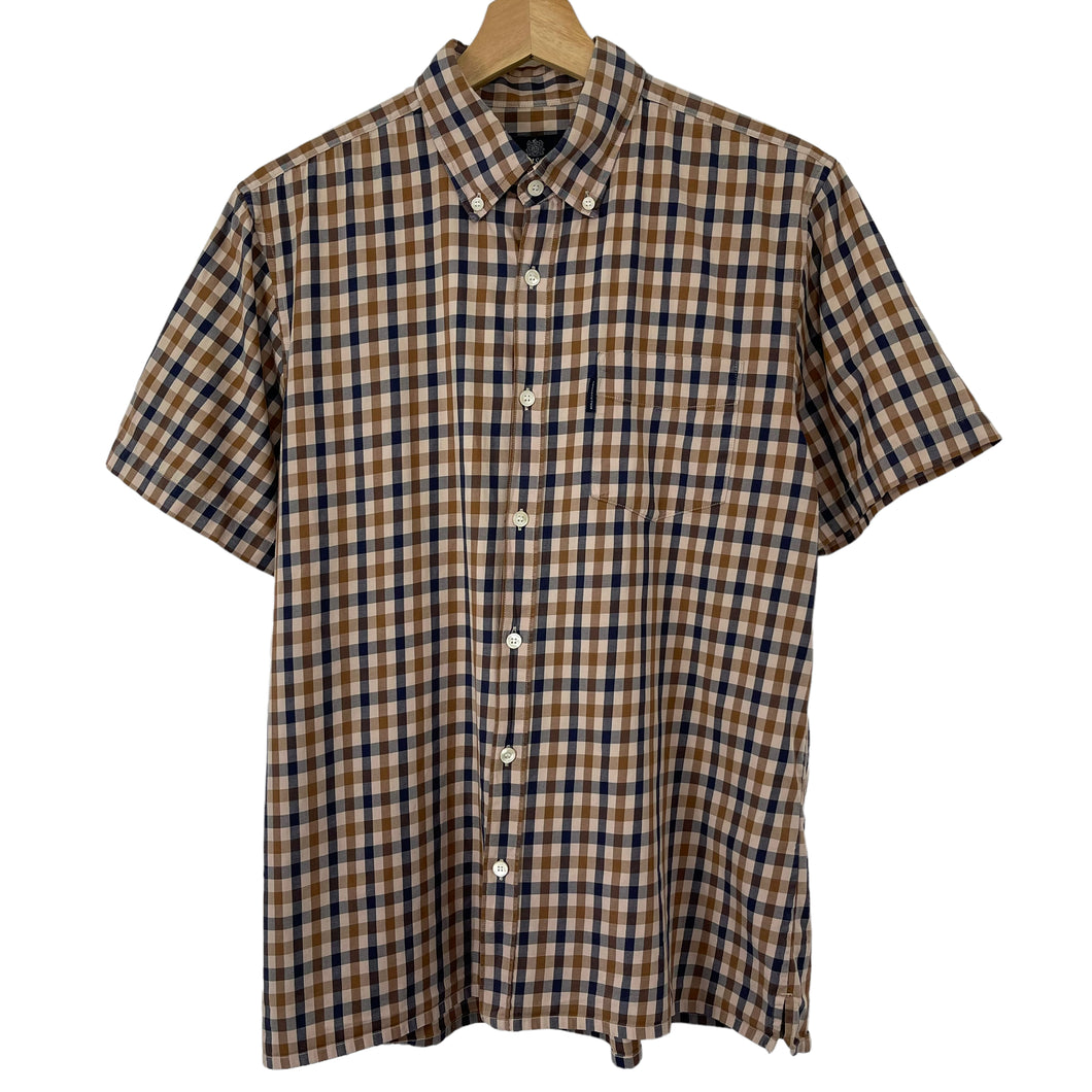 Aquascutum House Check Short Sleeved Shirt - Large (L) PTP 21.5