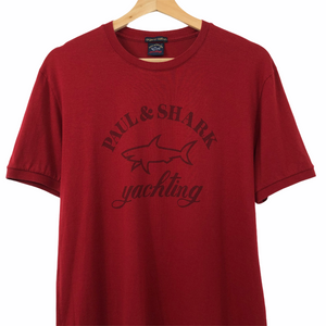 Paul and Shark Red Short Sleeved Logo T-Shirt - Large (L) PTP 20.25"