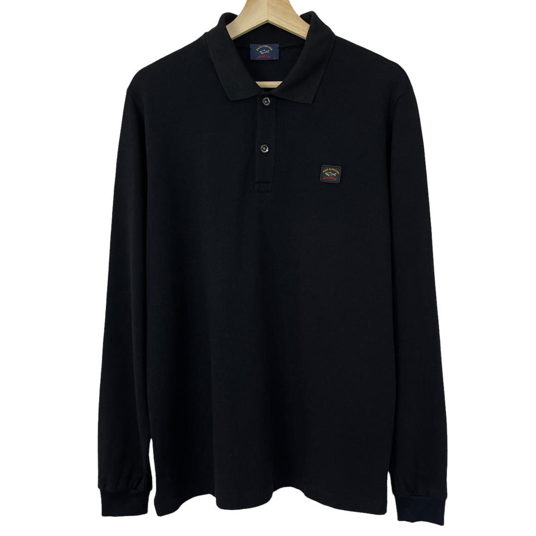 Paul and Shark Black Long Sleeved Polo - Large (L) PTP 21