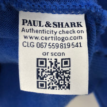 Load image into Gallery viewer, Paul and Shark Blue 100% Wool Crew Neck Logo Sweater - Large (L) PTP 22.5&quot;
