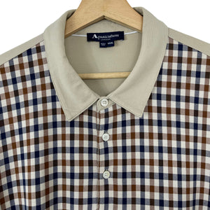 Aquascutum Beige / House Check Short Sleeved Polo - Triple Extra Large (XXXL) PTP 25.25"