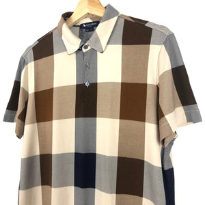 Aquascutum Block Check Short Sleeved Polo - Medium (M) PTP 20.5"