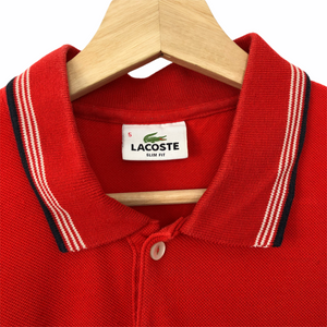 Lacoste Red Short Sleeved Polo - Medium (M) PTP 20.5"