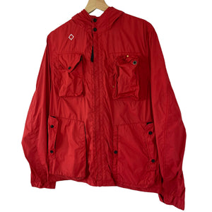 Ma.Strum Red Multi Pocket Hooded Sniper Jacket - Medium (M) PTP 22.75"