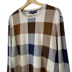 Aquascutum Block Check Long Sleeved T-Shirt - Extra Large (XL) PTP 24"