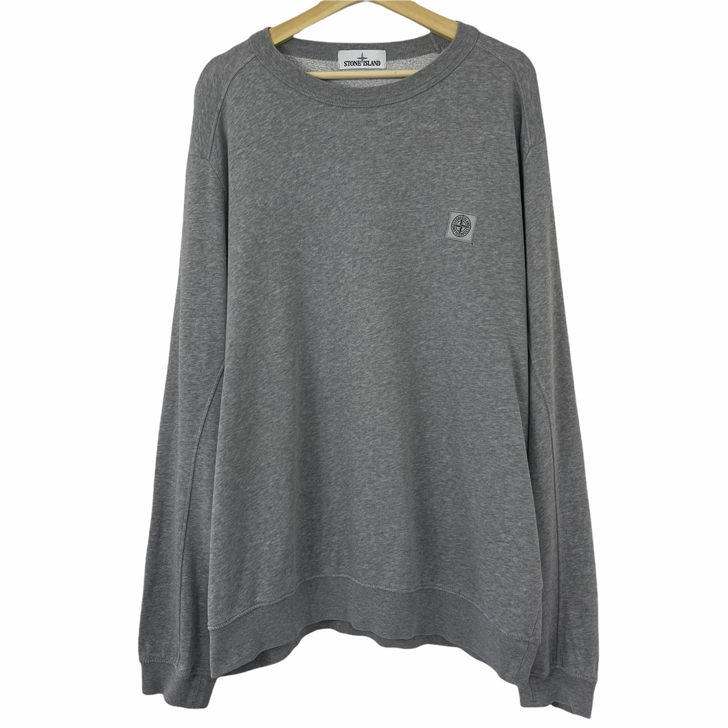 Stone Island Grey Crew Neck Logo Sweater - Triple Extra Large (XXXL) PTP 29.75