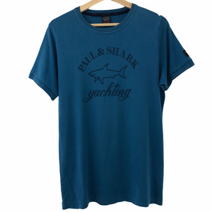 Paul and Shark Blue Short Sleeved Logo T-Shirt - Large (L) PTP 19"