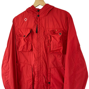 Ma.Strum Red Multi Pocket Hooded Sniper Jacket - Medium (M) PTP 22.75"