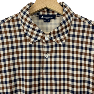 Aquascutum House Check Long Sleeved Polo - Extra Large (XL) PTP 24.25"