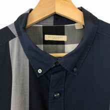 Load image into Gallery viewer, Burberry Brit Navy Blue Nova Check Short Sleeved Shirt - Double Extra Large (XXL) PTP 24.75&quot;
