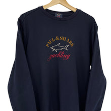 Load image into Gallery viewer, Paul and Shark Navy Embroidered Logo Crew Neck Sweater - Extra Large (XL) PTP 23.25&quot;
