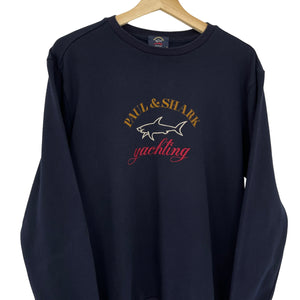 Paul and Shark Navy Embroidered Logo Crew Neck Sweater - Extra Large (XL) PTP 23.25"