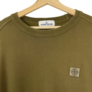 Stone Island Khaki Crew Neck Logo Sweater - Large (L) PTP 23.5"