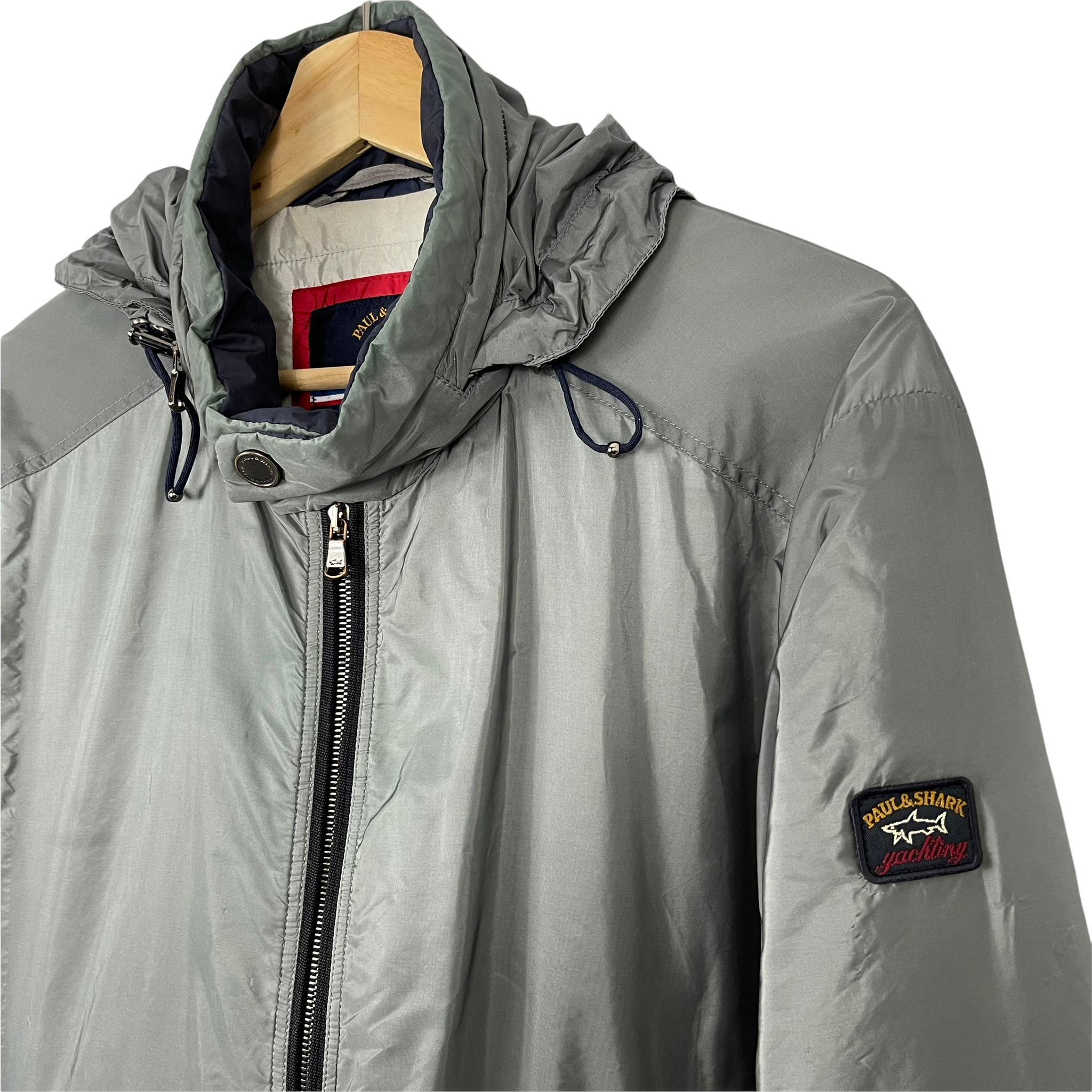 Paul and Shark Silver Hooded Shimmer Jacket Medium M PTP 23.25