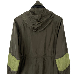 Ma.Strum Khaki Multi Pocket Hooded Crystal Nylon Jacket - Small (S) PTP 21.25"