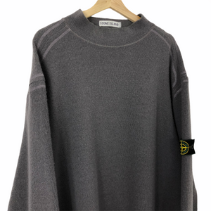 Vintage Stone Island Grey Mock Neck Sweater - Double Extra Large (XXL) PTP 27"