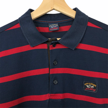 Load image into Gallery viewer, Paul and Shark Navy / Red Striped Short Sleeved Polo - Large (L) PTP 21&quot;
