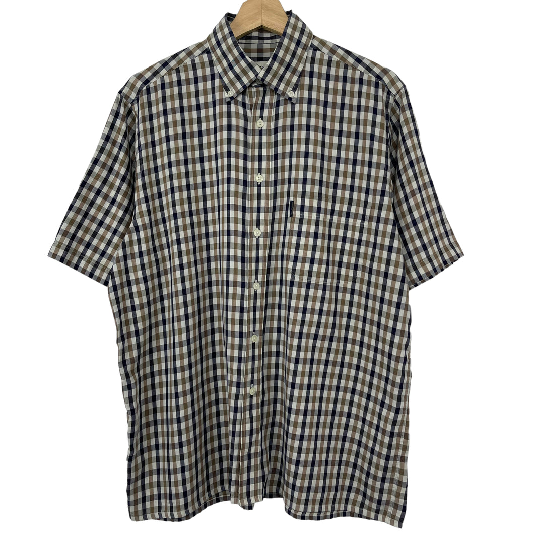 Aquascutum House Check Short Sleeved Shirt - Medium (M) PTP 23