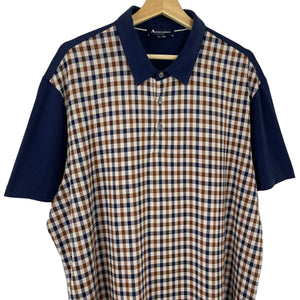 Aquascutum Navy / House Check Short Sleeved Polo - Triple Extra Large (XXXL) PTP 26"