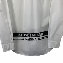 Load image into Gallery viewer, Stone Island Marina White Button Up Overshirt - Medium (M) PTP 21&quot;
