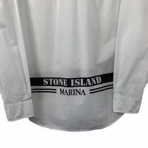 Stone Island Marina White Button Up Overshirt - Medium (M) PTP 21"