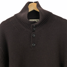 Load image into Gallery viewer, Stone Island Brown Button Up Embroidered Logo Knitted Jumper - Large (L) PTP 25.25&quot;
