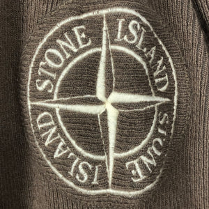 Stone Island Khaki Button Up Embroidered Logo Pullover - Large (L) PTP 23"