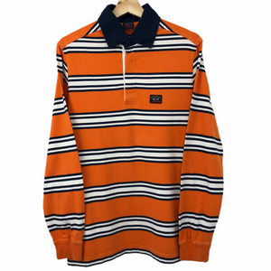 Paul and Shark Orange Striped Rugby Shirt - Medium (M) PTP 20.5"