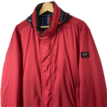 Load image into Gallery viewer, Paul and Shark Red Hooded Shimmer Jacket - Large (L) PTP 24.75&quot;
