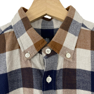 Aquascutum Block Check Flannel Long Sleeved Shirt - Small (S) PTP 19"