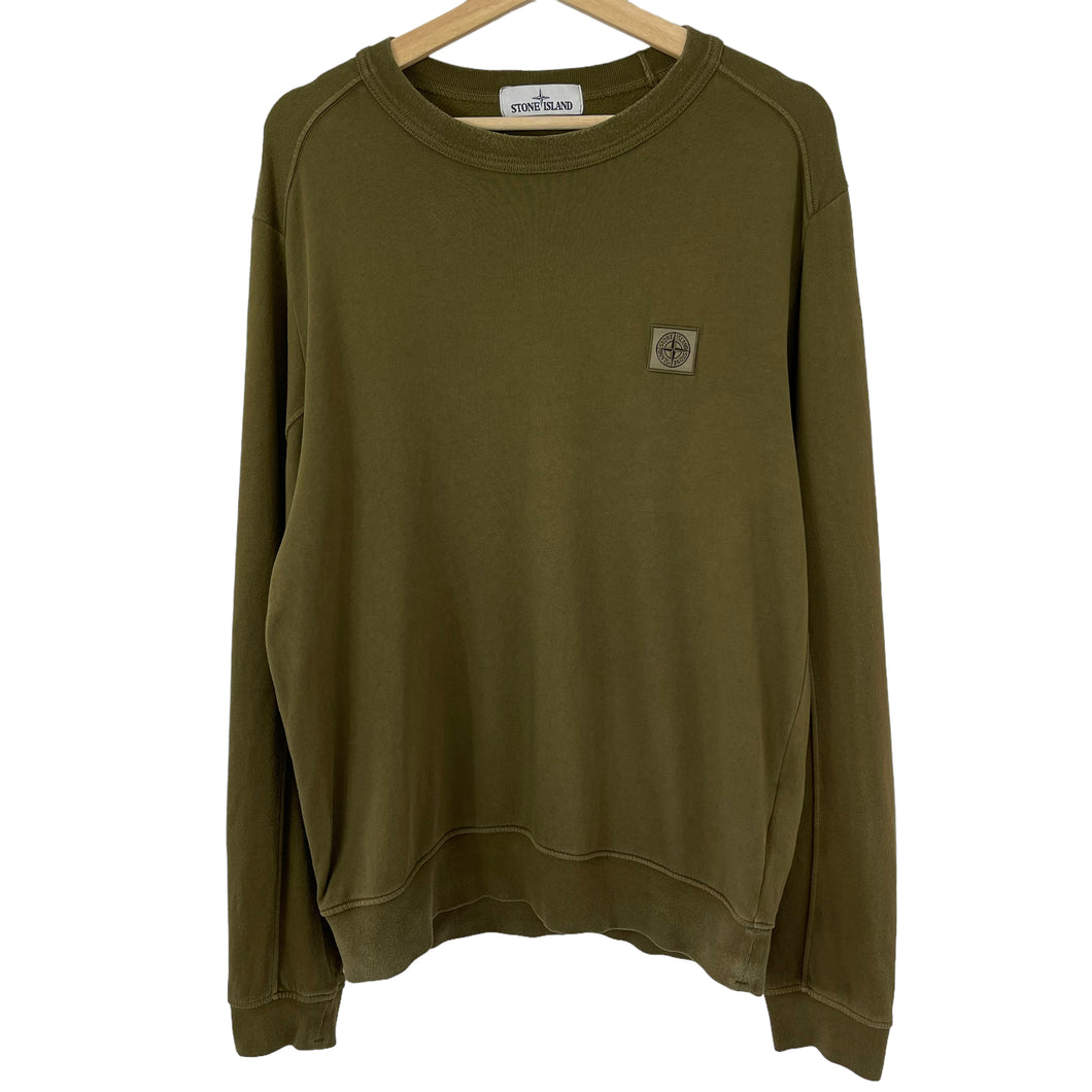 Stone Island Khaki Crew Neck Logo Sweater - Large (L) PTP 23.5