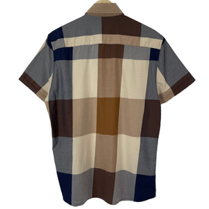 Aquascutum Block Check Short Sleeved Shirt - Medium (M) PTP 21"