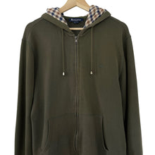 Load image into Gallery viewer, Aquascutum Khaki Green Full Zip Logo Hoody - Large (L) PTP 22&quot;
