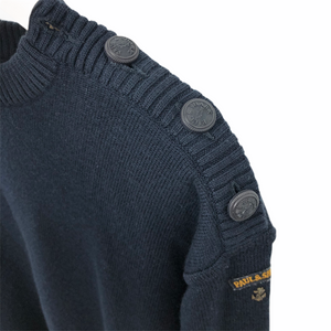 Paul and Shark Navy Bretagne 100% Wool Crew Neck Sweater - Medium (M) PTP 23"